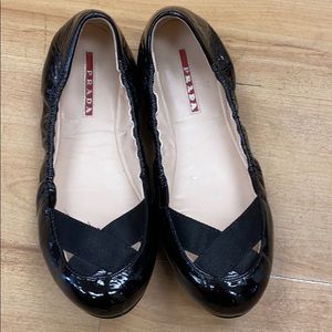 Black ballet flat Prada shoes
